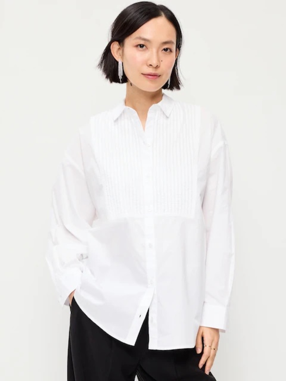 Old Navy Classic White Pintuck Button-Down Shirt